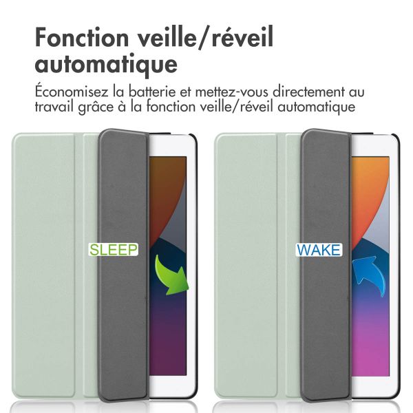 imoshion Coque tablette Trifold iPad 9 (2021) 10.2 pouces / iPad 8 (2020) 10.2 pouces / iPad 7 (2019) 10.2 pouces - Vert clair