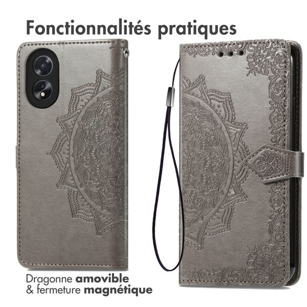 iMoshion Etui de téléphone portefeuille Mandala Oppo A18 / Oppo A38 - Gris