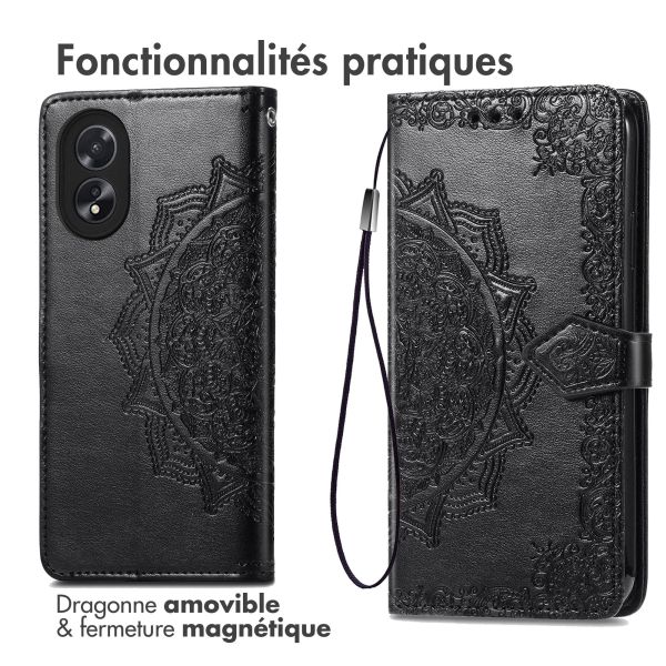 imoshion Etui de téléphone portefeuille Mandala Oppo A18 / Oppo A38 - Noir