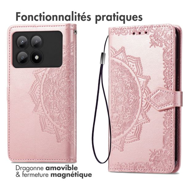 iMoshion Etui de téléphone portefeuille Mandala Xiaomi Poco X6 Pro - Rose Dorée