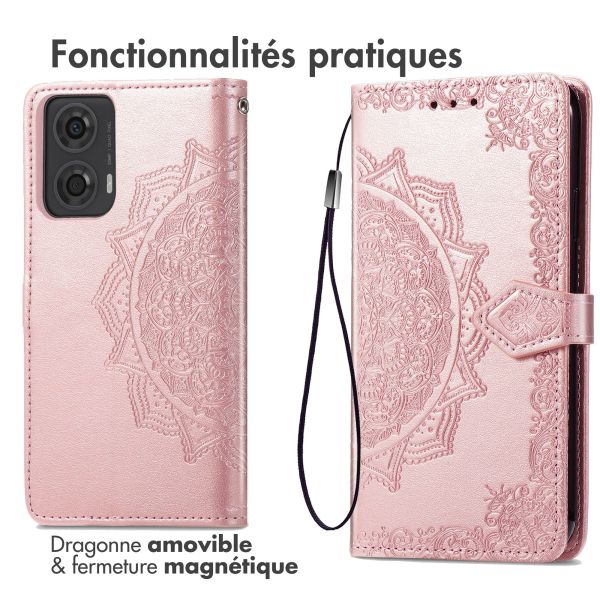 iMoshion Etui de téléphone portefeuille Mandala Motorola Moto G04 / G24 - Rose Dorée