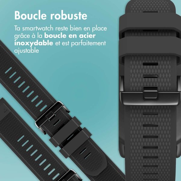 imoshion Bracelet QuickFit® en silicone - Connexion Garmin Watch 22 mm - Noir