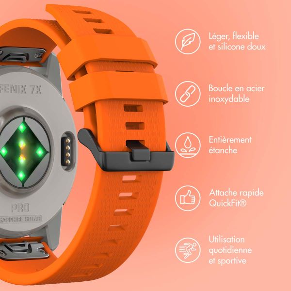 imoshion Bracelet QuickFit® en silicone - Connexion Garmin Watch 26 mm - Orange