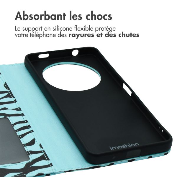 imoshion Étui de téléphone portefeuille Design Xiaomi Redmi A3 - Black Blue Stripes