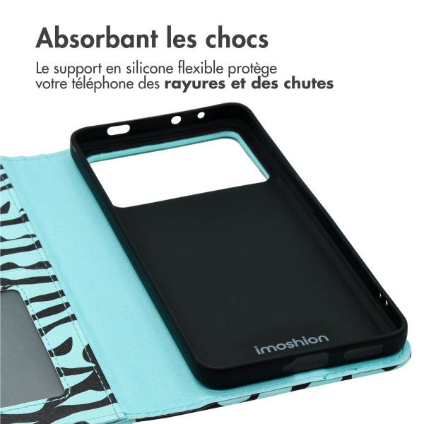 imoshion Étui de téléphone portefeuille Design Xiaomi Poco X6 Pro - Black Blue Stripes