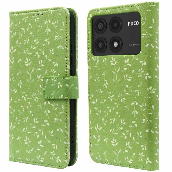 imoshion Étui de téléphone portefeuille Design Xiaomi Poco X6 Pro - Green Flowers