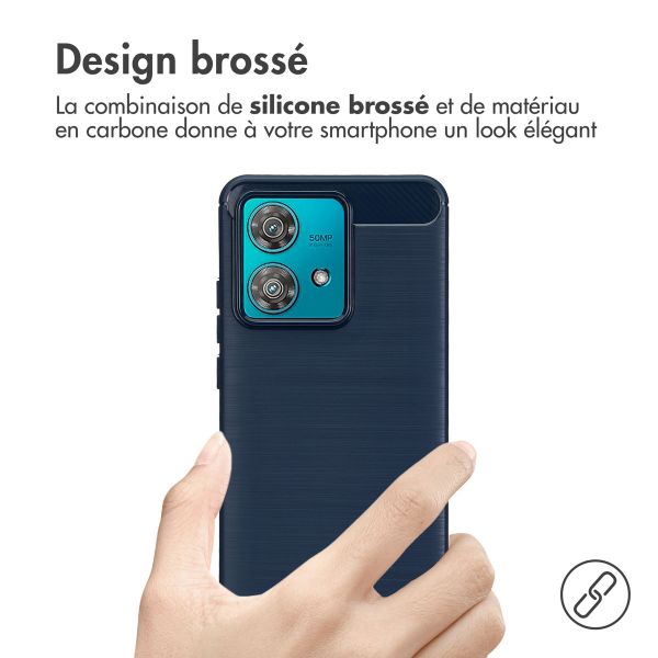 imoshion Coque Brushed Motorola Edge 40 Neo - Bleu foncé