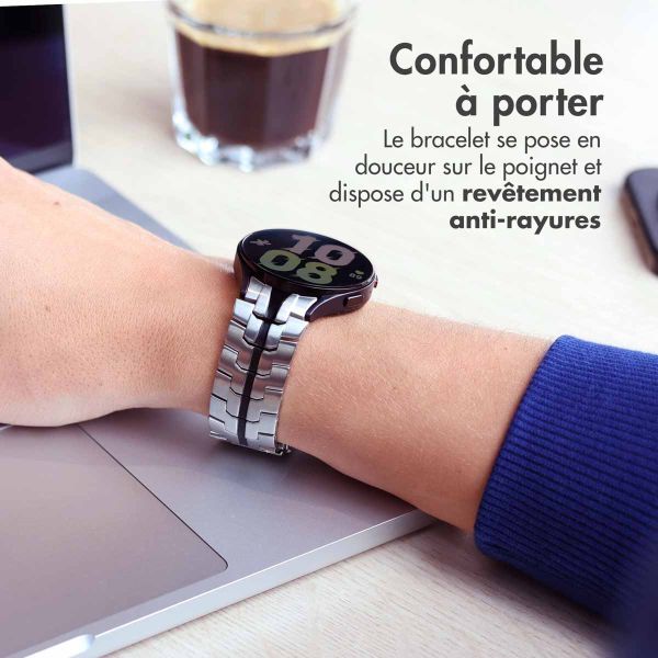 Accezz Bracelet Steel Samsung Galaxy Watch 4 / 5 / 6 / 7 - 20 mm - Argent / Noir