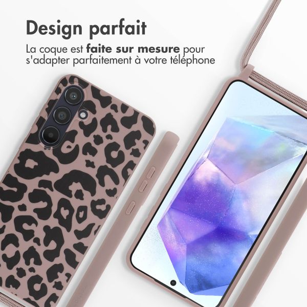 imoshion Coque design en silicone avec cordon Samsung Galaxy A55 - Animal Pink