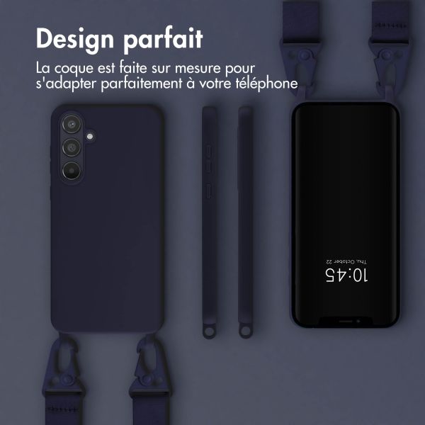 Selencia Coque silicone avec cordon amovible Samsung Galaxy A55 - Bleu foncé