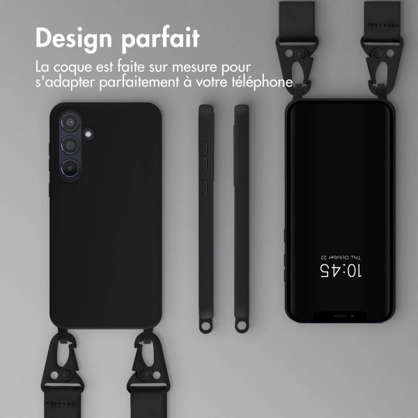 Selencia Coque silicone avec cordon amovible Samsung Galaxy A55 - Noir