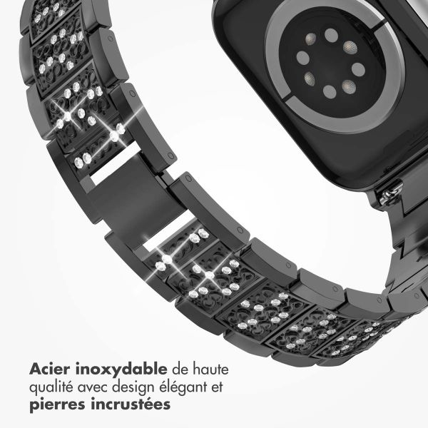 Selencia Bracelet à maillons scintillants pour Apple Watch Series 1-9 / SE - 38/40/41 mm / Series 10 - 42 mm - Noir