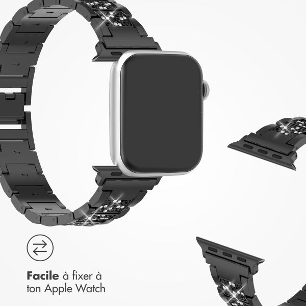 Selencia Bracelet à maillons scintillants pour Apple Watch Series 1-9 / SE - 38/40/41 mm / Series 10 - 42 mm - Noir