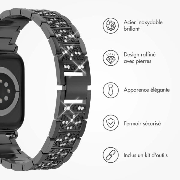 Selencia Bracelet à maillons scintillants pour Apple Watch Series 1-9 / SE - 38/40/41 mm / Series 10 - 42 mm - Noir