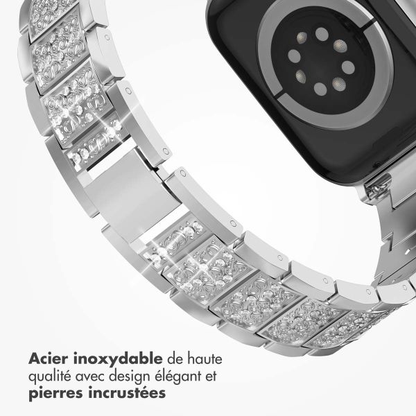 Selencia Bracelet à maillons scintillants pour Apple Watch Series 1-9 / SE - 38/40/41 mm / Series 10 - 42 mm - Argent