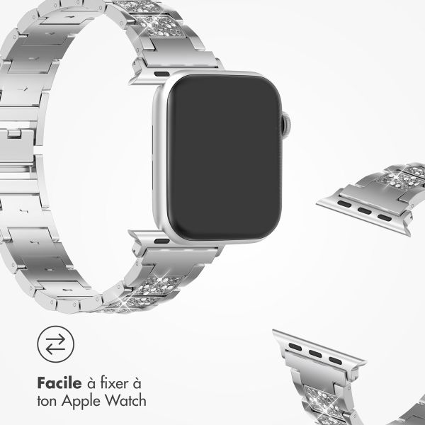 Selencia Bracelet à maillons scintillants pour Apple Watch Series 1-9 / SE - 38/40/41 mm / Series 10 - 42 mm - Argent