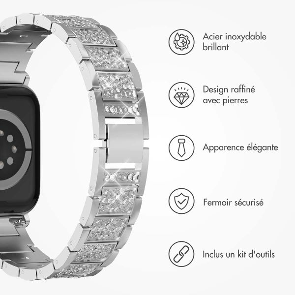 Selencia Bracelet à maillons scintillants pour Apple Watch Series 1-9 / SE - 38/40/41 mm / Series 10 - 42 mm - Argent