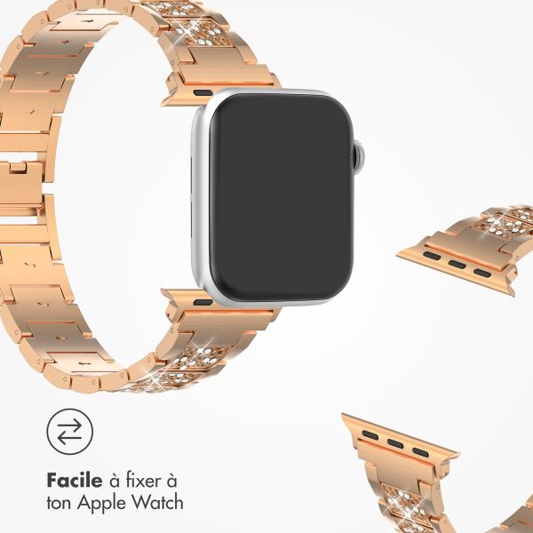 Selencia Bracelet à maillons scintillants pour Apple Watch Series 1-9 / SE - 38/40/41 mm / Series 10 - 42 mm - Or rose