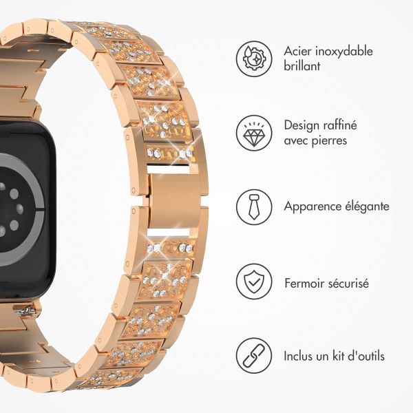 Selencia Bracelet à maillons scintillants pour Apple Watch Series 1-9 / SE - 38/40/41 mm / Series 10 - 42 mm - Or rose