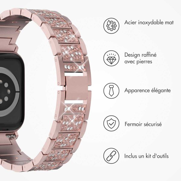 Selencia Bracelet à maillons scintillants pour Apple Watch Series 1-9 / SE - 38/40/41 mm / Series 10 - 42 mm - Rose