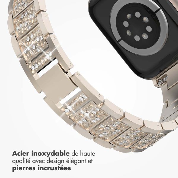 Selencia Bracelet à maillons scintillants pour Apple Watch Series 1-9 / SE - 38/40/41 mm / Series 10 - 42 mm - Champagne Or