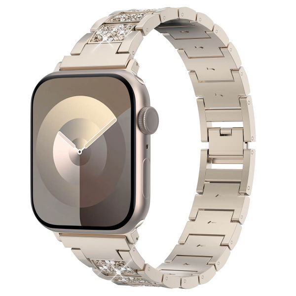 Selencia Bracelet à maillons scintillants pour Apple Watch Series 1-9 / SE - 38/40/41 mm / Series 10 - 42 mm - Champagne Or