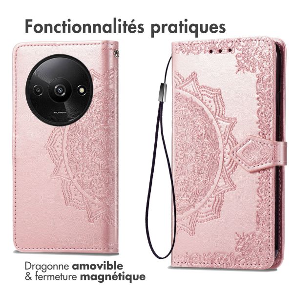 iMoshion Etui de téléphone portefeuille Mandala Xiaomi Redmi A3 - Rose Dorée