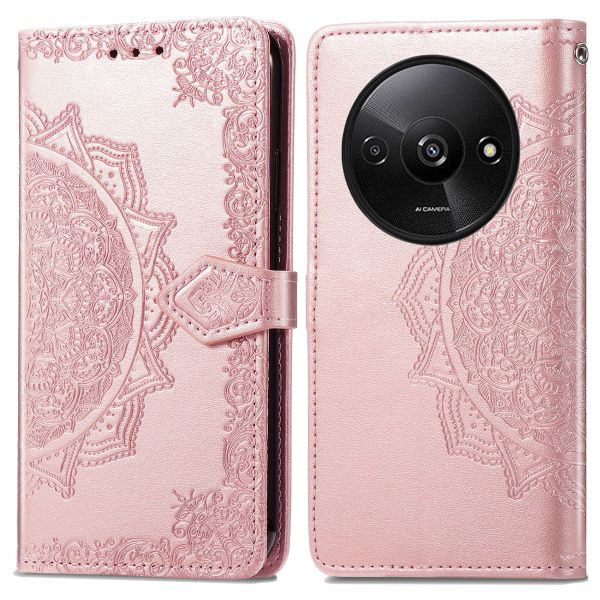 iMoshion Etui de téléphone portefeuille Mandala Xiaomi Redmi A3 - Rose Dorée