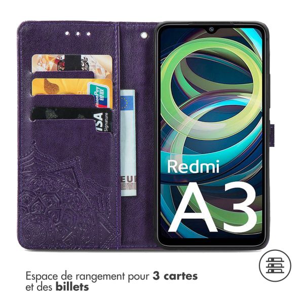 iMoshion Etui de téléphone portefeuille Mandala Xiaomi Redmi A3 - Violet