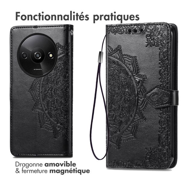 iMoshion Etui de téléphone portefeuille Mandala Xiaomi Redmi A3 - Noir