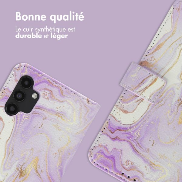 imoshion Étui de téléphone portefeuille Design Samsung Galaxy A13 (5G) - Purple Marble