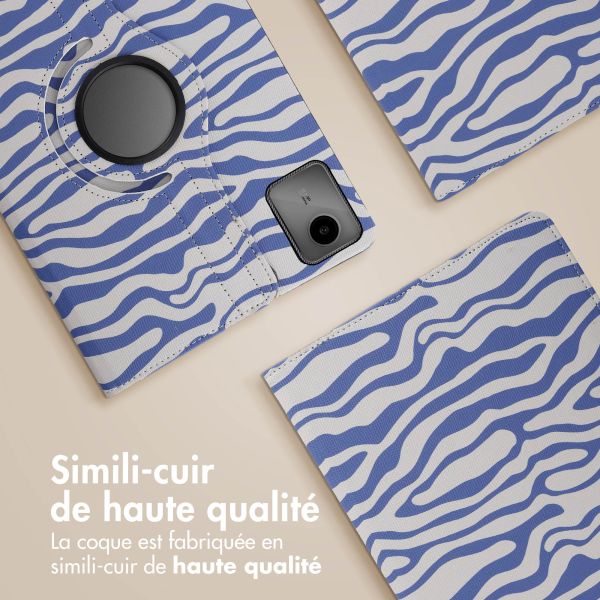 imoshion Coque tablette Design rotatif à 360° Lenovo Tab M11 - White Blue Stripes