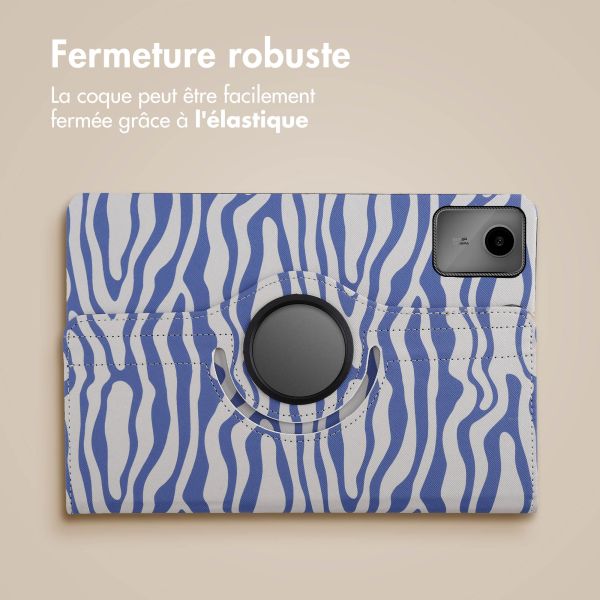 iMoshion Coque tablette Design rotatif à 360° Lenovo Tab M11 - White Blue Stripes