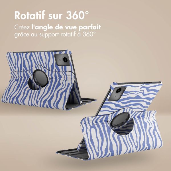 iMoshion Coque tablette Design rotatif à 360° Lenovo Tab M11 - White Blue Stripes