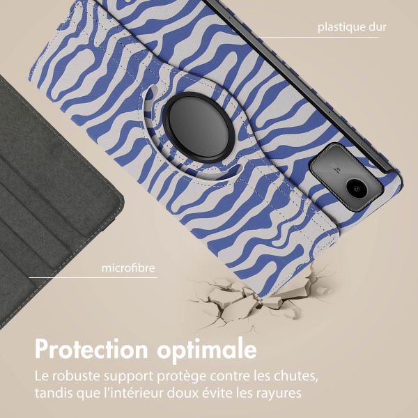 iMoshion Coque tablette Design rotatif à 360° Lenovo Tab M11 - White Blue Stripes