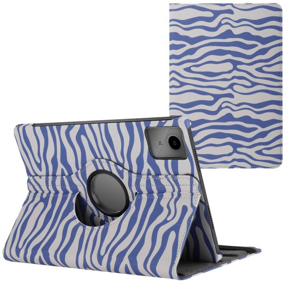 iMoshion Coque tablette Design rotatif à 360° Lenovo Tab M11 - White Blue Stripes