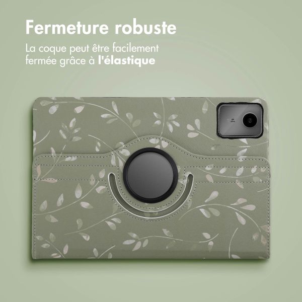 iMoshion Coque tablette Design rotatif à 360° Lenovo Tab M11 - Green Flowers