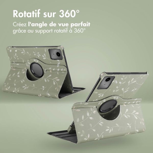 iMoshion Coque tablette Design rotatif à 360° Lenovo Tab M11 - Green Flowers