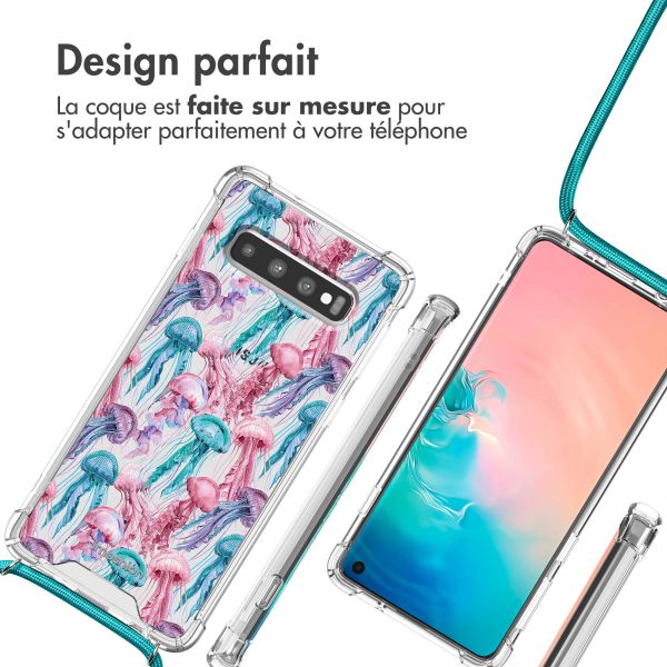 imoshion Coque Design avec cordon Samsung Galaxy S10 - Jellyfish Watercolor