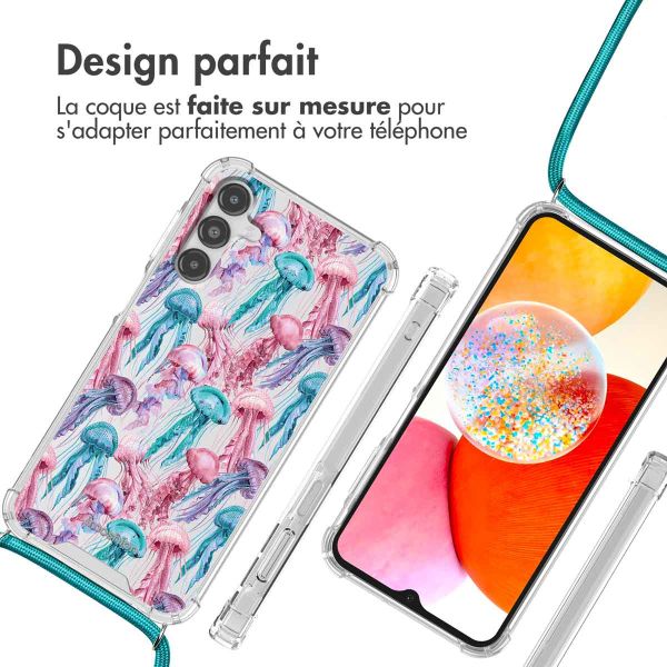 imoshion Coque Design avec cordon Samsung Galaxy A14 (5G/4G) - Jellyfish Watercolor