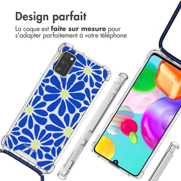 iMoshion Coque Design avec cordon Samsung Galaxy A41 - Cobalt Blue Flowers Connect
