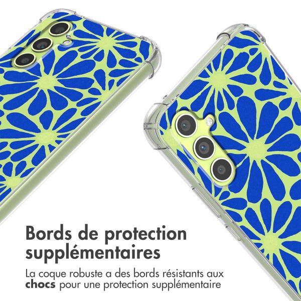 imoshion Coque Design avec cordon Samsung Galaxy A34 - Cobalt Blue Flowers Connect