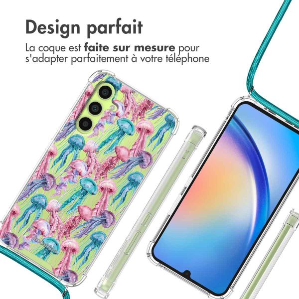 imoshion Coque Design avec cordon Samsung Galaxy A34 - Jellyfish Watercolor