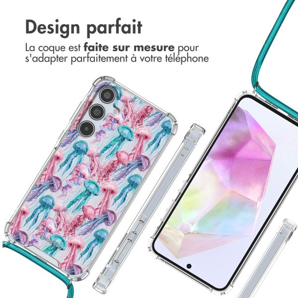 imoshion Coque Design avec cordon Samsung Galaxy A35 - Jellyfish Watercolor