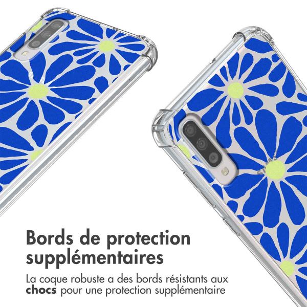 imoshion Coque Design avec cordon Samsung Galaxy A70 - Cobalt Blue Flowers Connect