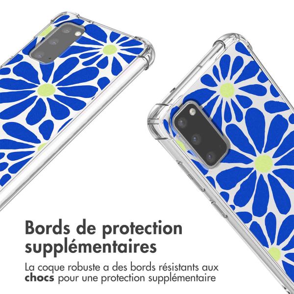 imoshion Coque Design avec cordon Samsung Galaxy S20 - Cobalt Blue Flowers Connect