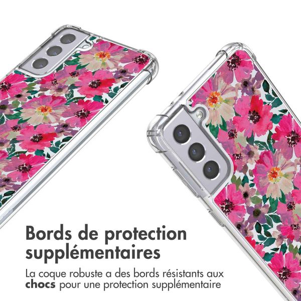 imoshion Coque Design avec cordon Samsung Galaxy S21 - Flower Water