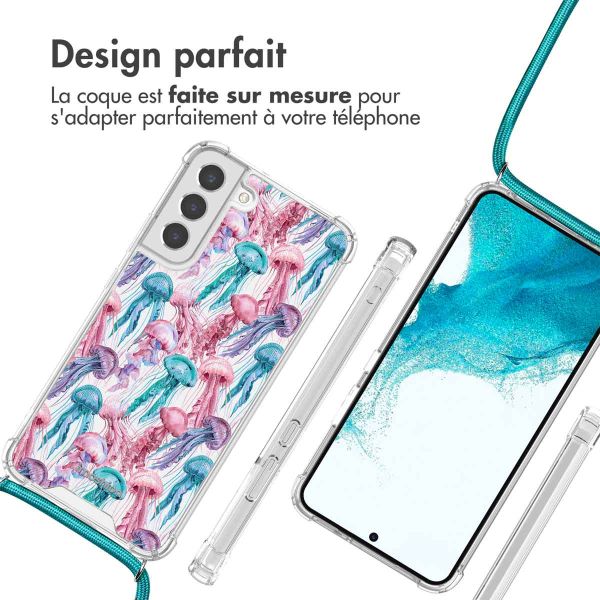 imoshion Coque Design avec cordon Samsung Galaxy S22 - Jellyfish Watercolor