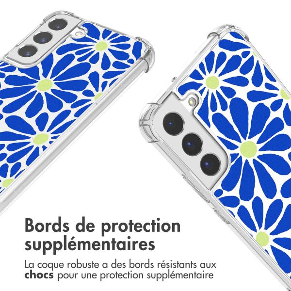 imoshion Coque Design avec cordon Samsung Galaxy S22 Plus - Cobalt Blue Flowers Connect