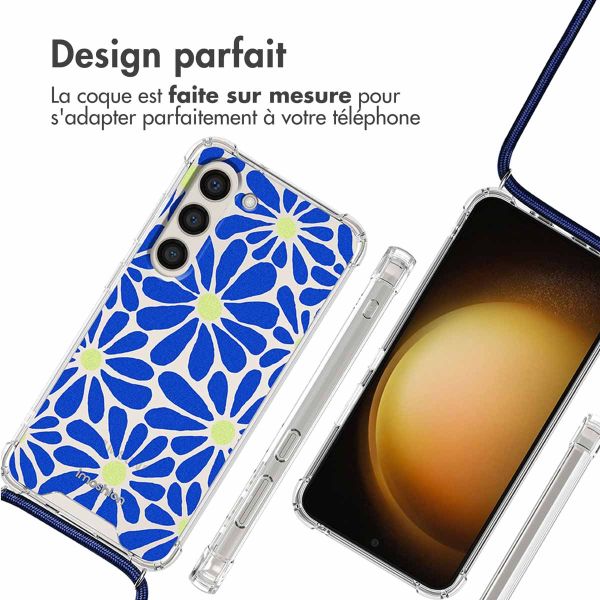 imoshion Coque Design avec cordon Samsung Galaxy S23 Plus - Cobalt Blue Flowers Connect